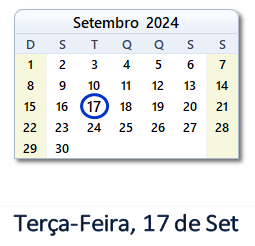 17 Setembro 2024 calendario