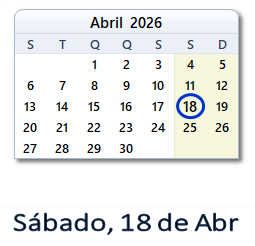 18 Abril 2026 calendario
