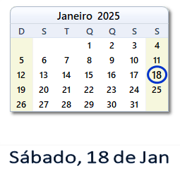 18 Janeiro 2025 calendario