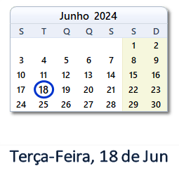 18 Junho 2024 calendario