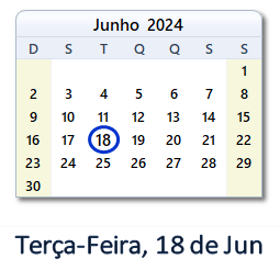 18 Junho 2024 calendario