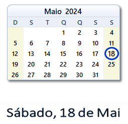 18 Maio 2024 calendario