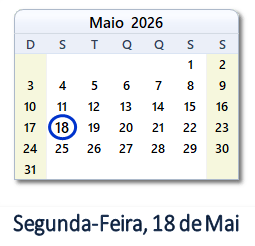 18 Maio 2026 calendario