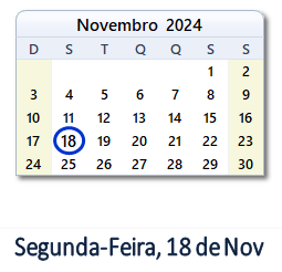 18 Novembro 2024 calendario