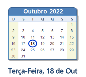 18 Outubro 2022 calendario