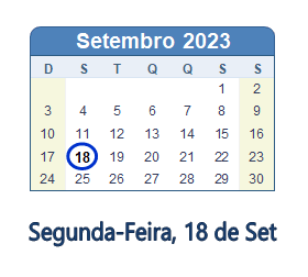 18 Setembro 2023 calendario