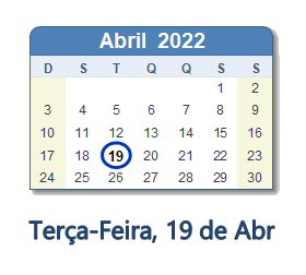 19 Abril 2022 calendario