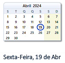 19 Abril 2024 calendario
