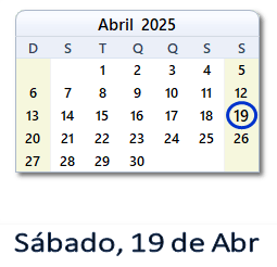 19 Abril 2025 calendario