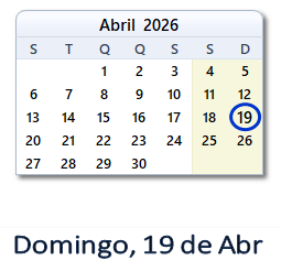19 Abril 2026 calendario