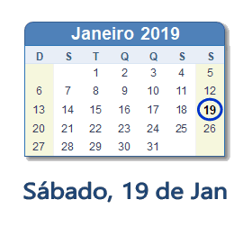 19 Janeiro 2019 calendario
