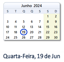 19 Junho 2024 calendario