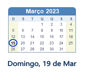 19 Março 2023 calendario