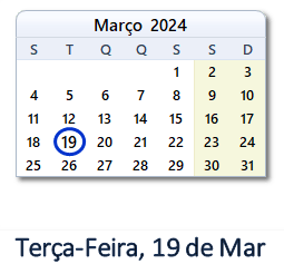 19 Março 2024 calendario