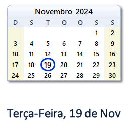 19 Novembro 2024 calendario