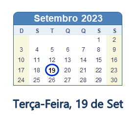 19 Setembro 2023 calendario