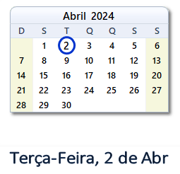 2 Abril 2024 calendario