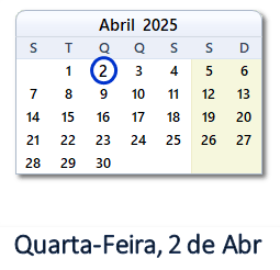 2 Abril 2025 calendario