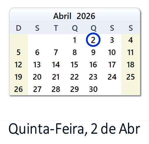 2 de Abril, 2026 Calendário com notícias e tweets do dia - BRA