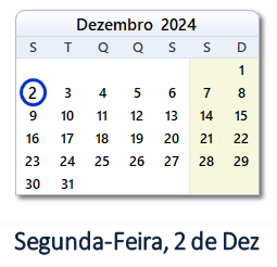 2 Dezembro 2024 calendario