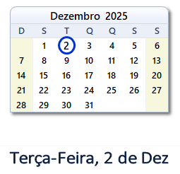 2 Dezembro 2025 calendario