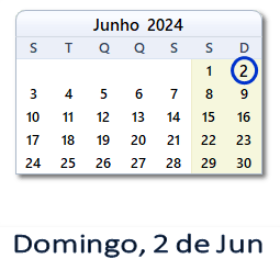 2 Junho 2024 calendario