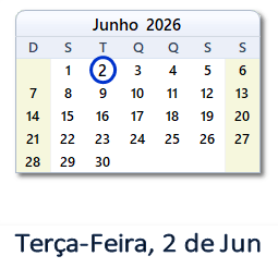 2 Junho 2026 calendario