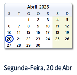 20 Abril 2026 calendario