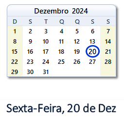 20 Dezembro 2024 calendario