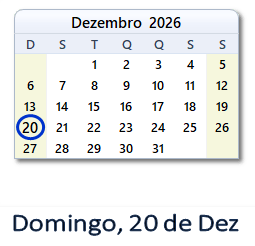 20 Dezembro 2026 calendario