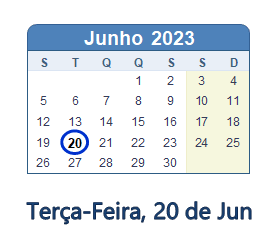 20 Junho 2023 calendario