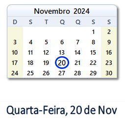 20 Novembro 2024 calendario