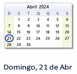 21 Abril 2024 calendario