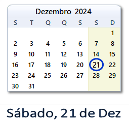 21 Dezembro 2024 calendario