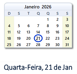 21 Janeiro 2026 calendario
