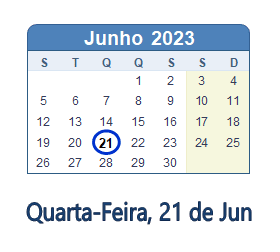 21 Junho 2023 calendario
