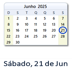 21 Junho 2025 calendario