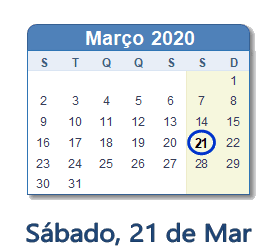 21 Março 2020 calendario