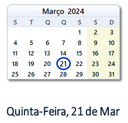21 Março 2024 calendario
