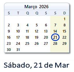 21 Março 2026 calendario