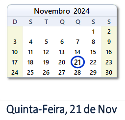 21 Novembro 2024 calendario