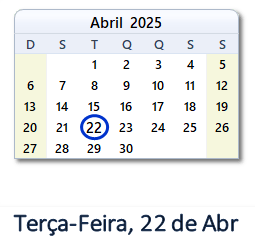 22 Abril 2025 calendario