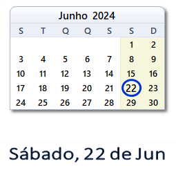 22 Junho 2024 calendario