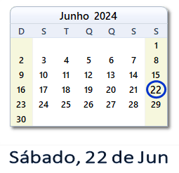 22 Junho 2024 calendario