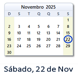 22 Novembro 2025 calendario