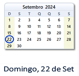 22 Setembro 2024 calendario