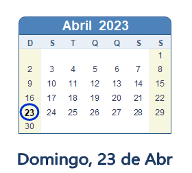 23 Abril 2023 calendario
