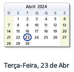 23 Abril 2024 calendario