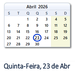 23 Abril 2026 calendario