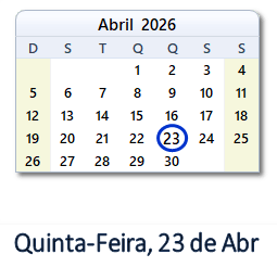 23 Abril 2026 calendario